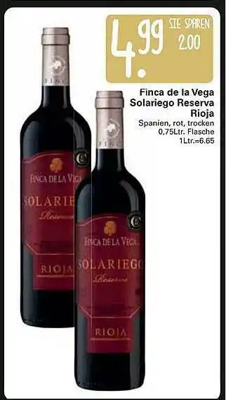 WEZ Finca De La Vega Solariego Reserva Rioja Angebot