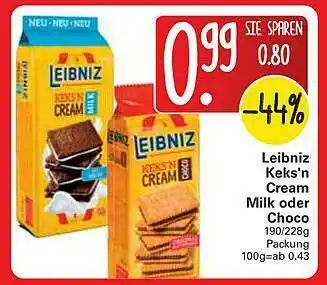 WEZ Leibniz Keks'n Cream Milk Oder Choco Angebot