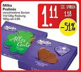 WEZ Milka Pralinés Angebot