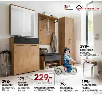 Möbel Wanninger Garderoben Schrank, Kommode, Spiegel Schrank, Garderobenbank, Sitzkissen Angebot