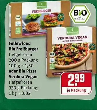 REWE Followfood Bio Frei!burger Oder Bio Pizza Verdura Vega Angebot