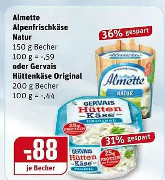 REWE Almette Alpenfrischkäse Oder Gervais Hüttenkäse Original Angebot