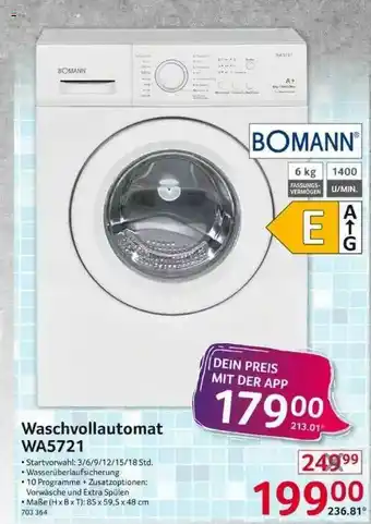 Selgros Bomann Waschvollautomat Wa5721 Angebot