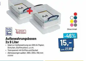 Staples Aufbewahrungsboxen 2x9 Liter Angebot