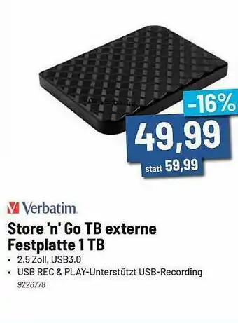 Staples Verbatim Store 'n' Go Tb Externe Festplatte 1tb Angebot