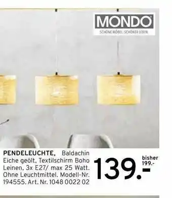 Möbel Heinrich Pendelleuchte Mondo Angebot