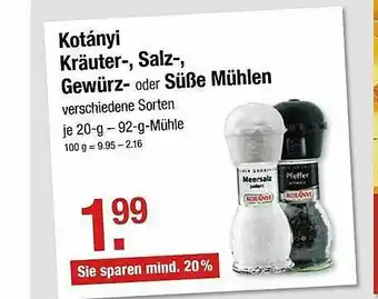 V Markt Kotányi Kräuter-, Salz-, Gewürz- Oder Süße Mühlen Angebot