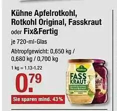 V Markt Kühne Apfelrotkohl, Rotkhol Original, Fasskraut Oder Fix&fertig Angebot