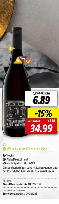 Lidl Wein By Nett Pinot Noir QbA Angebot