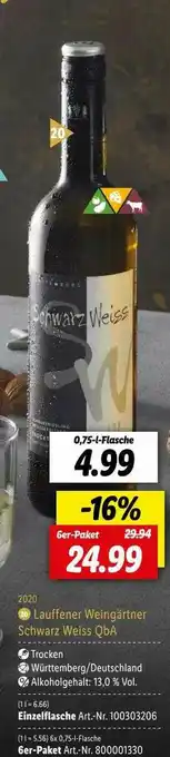 Lidl Lauffener Weingärtner Schwarz Weiss QbA Angebot