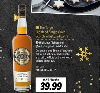 Lidl The Targe Highland Single Grain Scotch Whisky, 24 Jahre Angebot