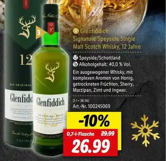 Lidl Glenfiddich Signature Speyside Single Malt Scotch Whisky, 12 Jahre Angebot