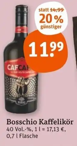tegut Bosschio Kaffelikör 0,7 l Flasche Angebot