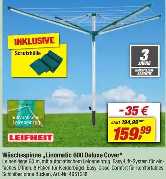 toom Baumarkt Wäschespinne,,Linomatic 600 Deluxe Cover" Angebot