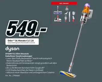 MediaMarkt Dyson v12 slim absolute kabelloser handstaubsauger Angebot