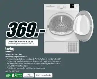 MediaMarkt Beko dhc 742 gxs wärmepumpentrockner Angebot