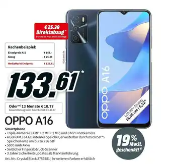 MediaMarkt Oppo a16 smartphone Angebot