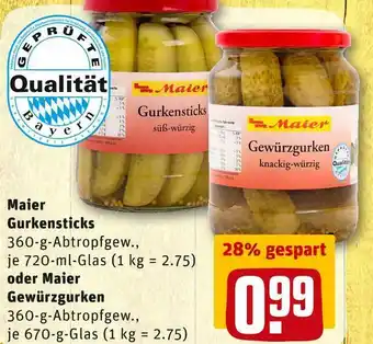 REWE Maier gurkensticks oder gewürzgurken Angebot