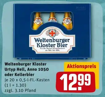 REWE Weltenburger kloster urtyp hell, anno 1050 oder kellerbier Angebot