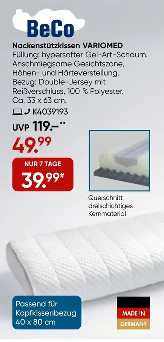 Galeria BeCo Nackenstützkissen VARIOMED Angebot