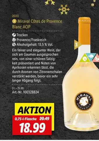 Lidl Miraval Côtes De Provence Blanc Aop 2020 Angebot