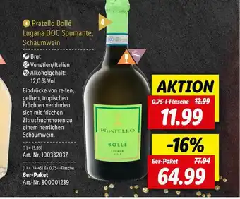 Lidl Pratello Bollé Lugana Doc Spumante, Schaumwein Angebot