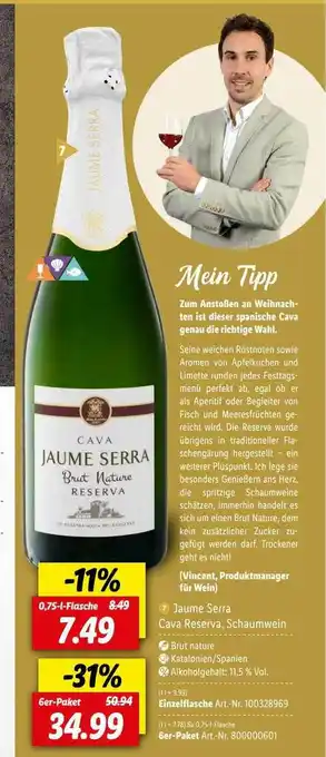 Lidl Jaume Serra Cava Reserva, Schaumwein Angebot