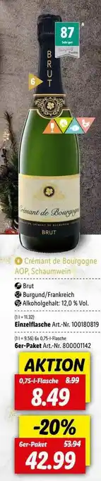 Lidl Crémant De Bourgogne Aop, Schaumwein Angebot