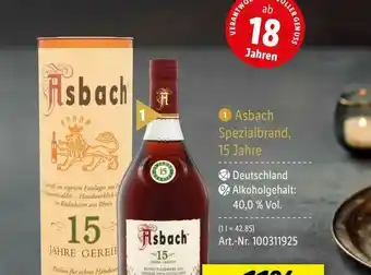 Lidl Asbach Spezialbrand, 15 Jahre Angebot