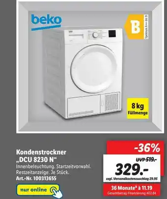 Lidl Beko Kondestrockner Dcu8230n Angebot