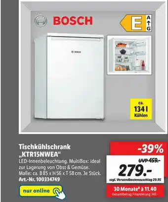 Lidl Bosch Tischkühlschrank Ktr15nwea Angebot