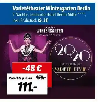 Lidl Reisen Varietétheater Wintergarten Berlin Angebot