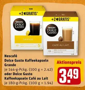 REWE Nescafé dolce gusto kaffeekapseln grande oder café au lait Angebot