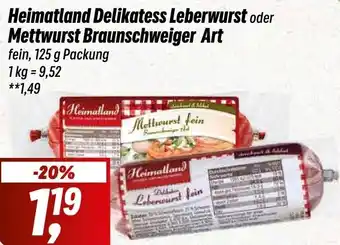 Simmel Heimatland Delikatess Leberwurst oder Mettwurst Braunschweiger Art 125 g Packung Angebot