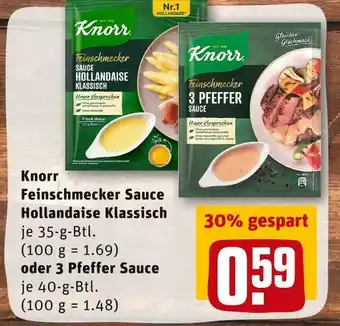 REWE Knorr feinschmecker sauce hollandaise klassisch oder 3 pfeffer sauce Angebot