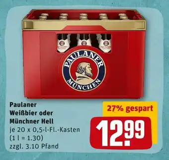 REWE Paulaner weißbier oder münchner hell Angebot