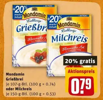 REWE Mondamin grießbrei oder milchreis Angebot