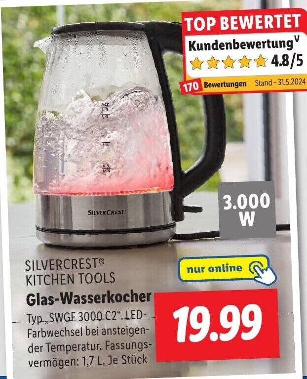 SILVERCREST KITCHEN TOOLS Glas-Wasserkocher ,,SWGF 3000 C2