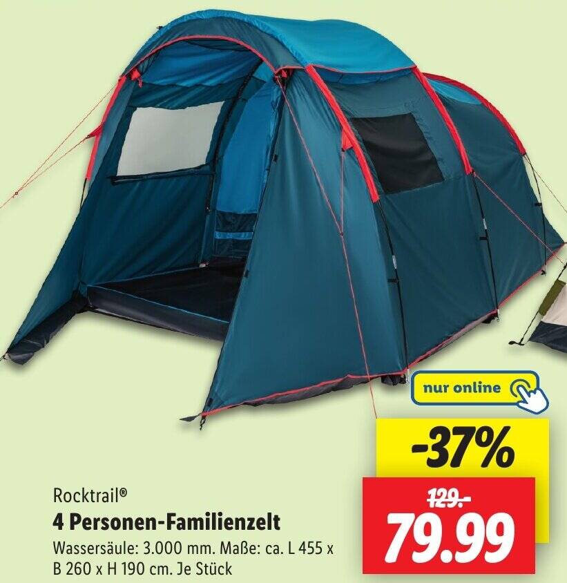 Rocktrail 4 Personen-Familienzelt Angebot bei Lidl