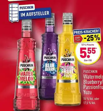 Aldi Nord Puschkin Watermelon, Blueberry Oder Passionfruchte Yuzu 0,7L Angebot