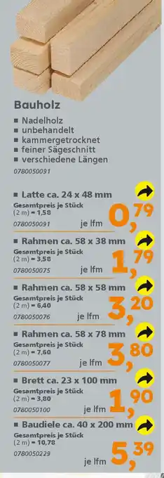 Globus Baumarkt Bauholz ■ Latte ca. 24 x 48 mm Angebot