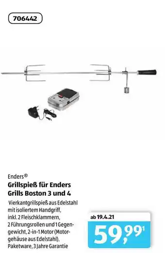 Aldi Süd Enders Grillspieß Für Enders Grills Boston 3 Une 4 Angebot