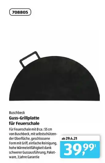 Aldi Süd Buschbeck Guss-grillplatte Für Feuerschale Angebot