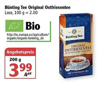 Globus Bünting Tee Original Ostfriesentee Angebot