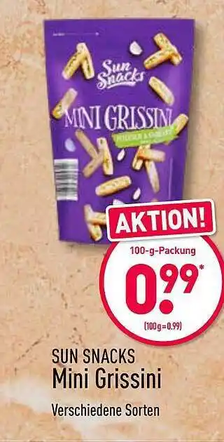 Aldi Nord Sun Snacks Mini Grissini 100g Angebot