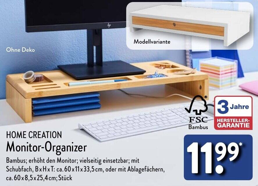 HOME CREATION Monitor-Organizer Angebot bei Aldi Nord