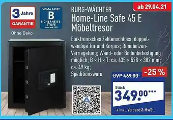 Aldi Nord Burg-wächter Home-line Safe 45e Möbeltresor Angebot