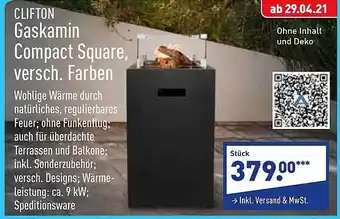 Aldi Nord Clifton Gaskamin Compact Square, Versch. Farben Angebot