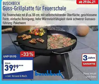 Aldi Nord Buschbeck Guss-grillplatte Für Feuerschale Angebot