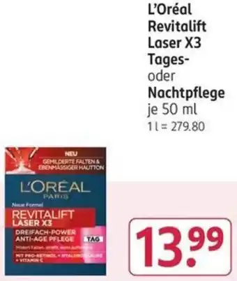 Rossmann L'Oréal Revitalift Laser X3 Tages  oder Nachtpflege 50 ml Angebot